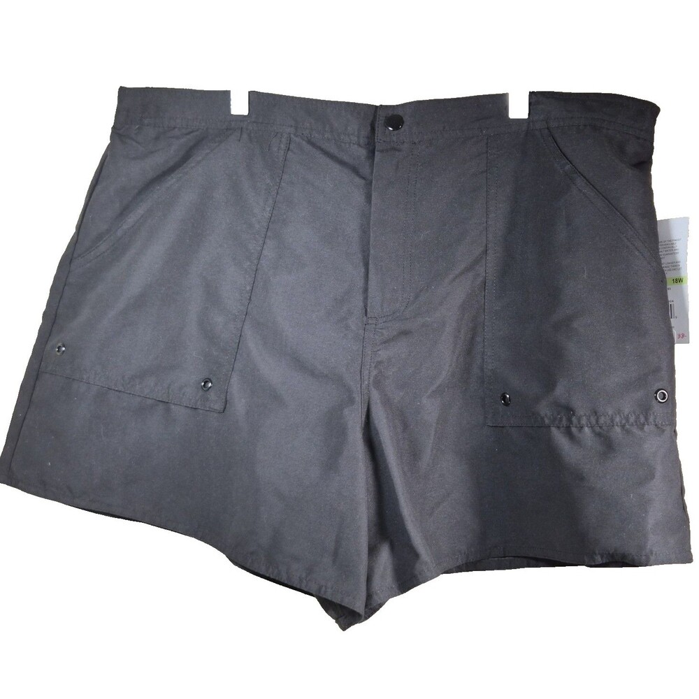 Azul Maxine of Hollywood Womens Black Swim Shorts Pockets Size 18W NWT